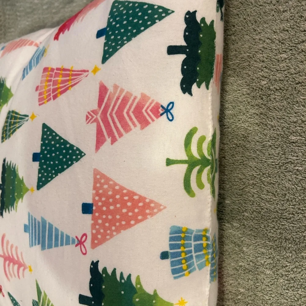 Festive Christmas Tree Pillow- light soft flannel material. 18x18” pillow.